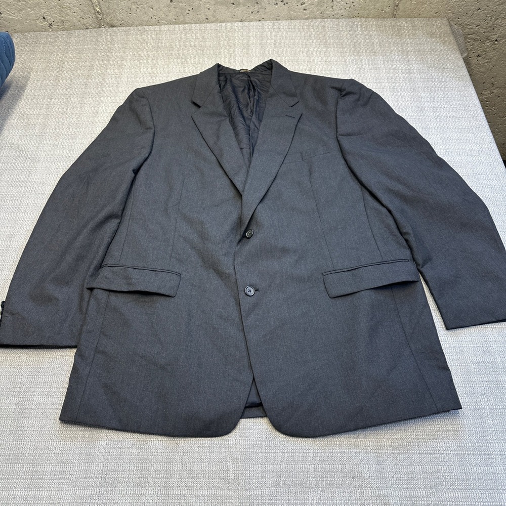 Hart Schaffner Marx 48L Gray Wool Blazer Classic 2 Button Made in‎ USA